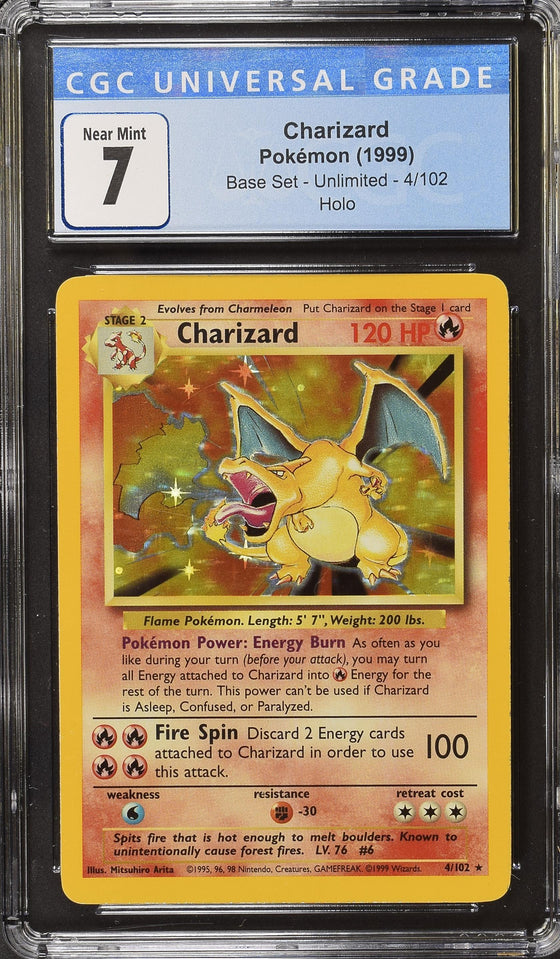 Charizard Pokémon 1999 English Base Set 4/102 Holo CGC 7