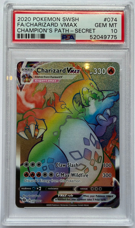 2020 POKEMON SWORD & SHIELD CHAMPION'S PATH #074 FA/CHARIZARD VMAX CHAMPION'S PATH-SECRET PSA 10