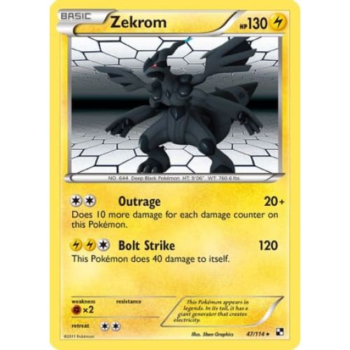 Zekrom 047/114 Holo Rare Black and White base set