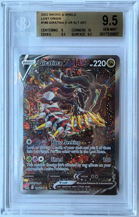 2022 SWORD & SHIELD  LOST ORIGIN #186 GIRATINA V UR ALT ART BGS 9.5