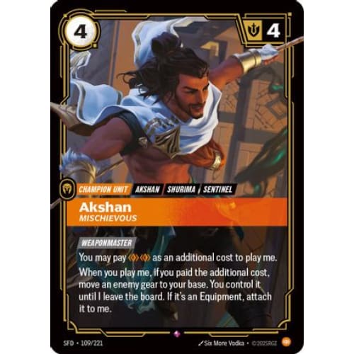 Akshan - Mischievous (109/221) - Spiritforged Foil - Single
