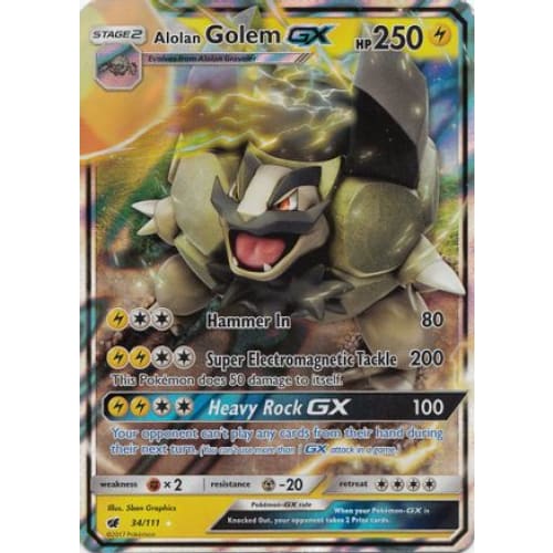 Alolan Golem-GX (034/111) Holo Rare Holofoil - Single