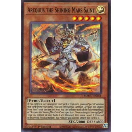 Arequus the Shining Mars Saint - MZMU-EN051 Super Rare 1st