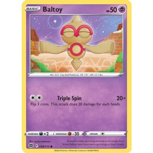 Baltoy (058/172) Common Reverse Holofoil - Single
