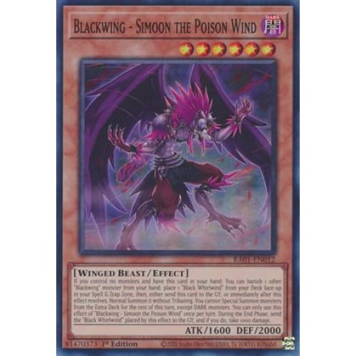 Blackwing - Simoon the Poison Wind - RA01-EN012 Super Rare