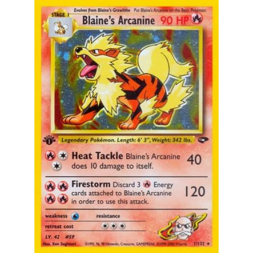 Blaine’s Arcanine (001/132) Holo Rare Unlimited Holofoil