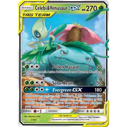 Celebi & Venusaur-GX (001/181) Holo Rare Holofoil - Single