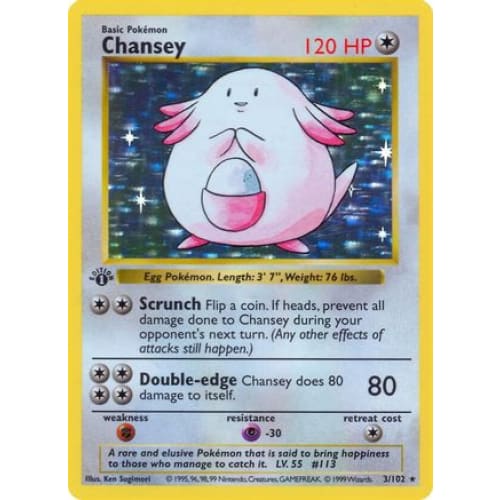 Chansey (3) Holo Rare Unlimited Holofoil - Single