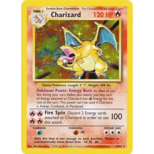 Charizard (004/102) Holo Rare Unlimited Holofoil - Single
