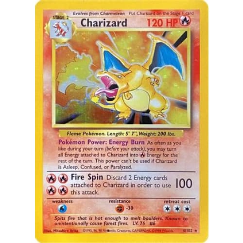 Charizard (Black Dot Error) Holo Rare - Single