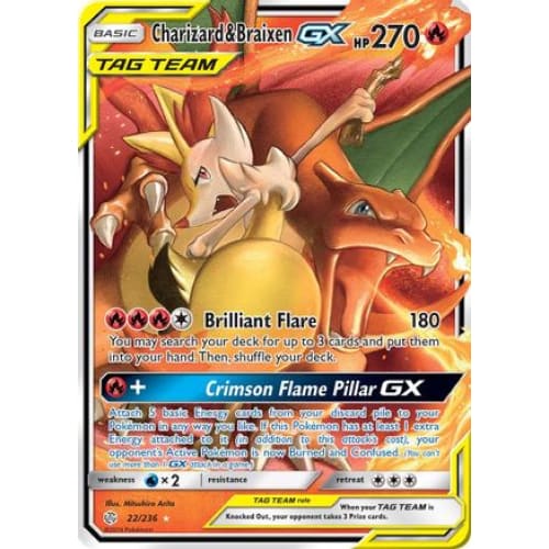 Charizard & Braixen-GX (022/236) Holo Rare Holofoil - Single