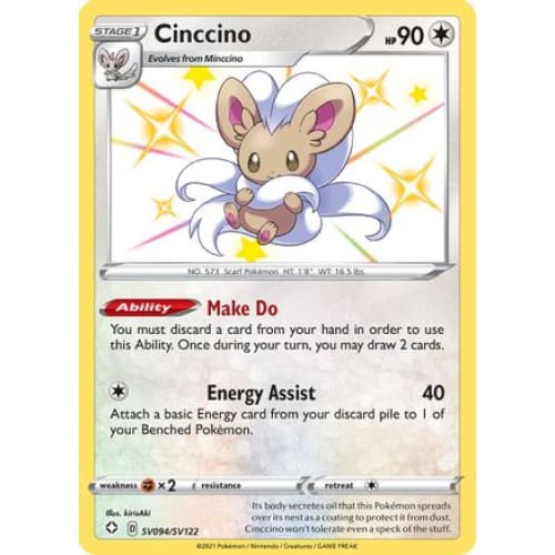 Cinccino (SV094/122) Rare Shiny Holofoil - Single