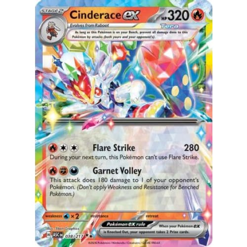 Cinderace ex (38) Double Rare Holofoil - Single