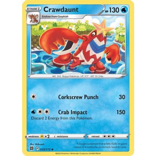Crawdaunt (033/172) Uncommon Reverse Holofoil - Single