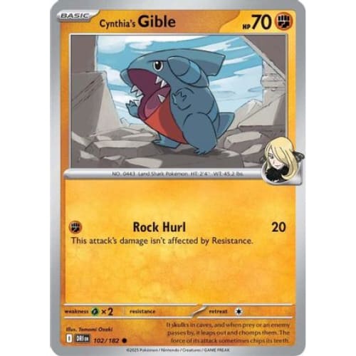 Cynthia’s Gible (102) Common Reverse Holofoil - Single