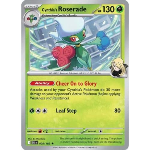 Cynthia’s Roserade (8) Rare Classic Reverse Holofoil