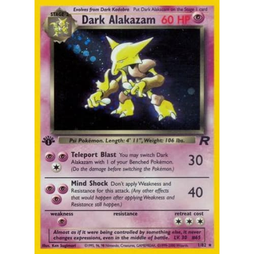 Dark Alakazam (001/082) Holo Rare 1st Edition Holofoil