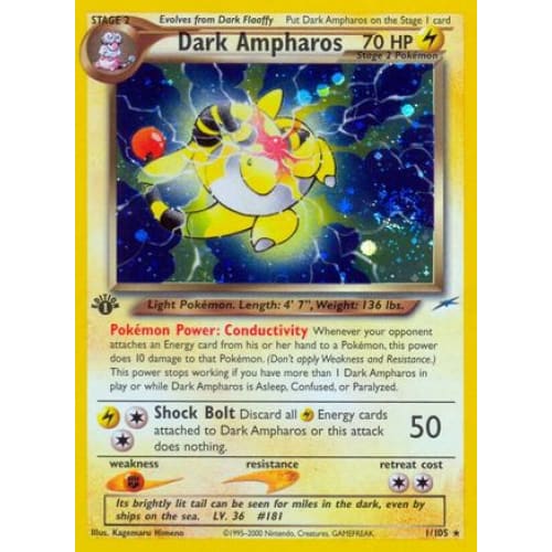 Dark Ampharos (001/105) Holo Rare Unlimited Holofoil