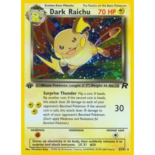 Dark Raichu (083/082) Secret Rare Unlimited Holofoil