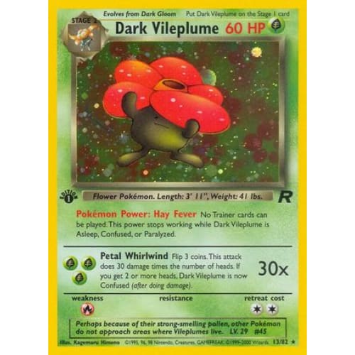 Dark Vileplume (013/082) Holo Rare 1st Edition Holofoil