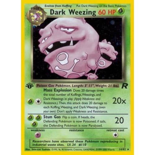 Dark Weezing (014/082) Holo Rare 1st Edition Holofoil
