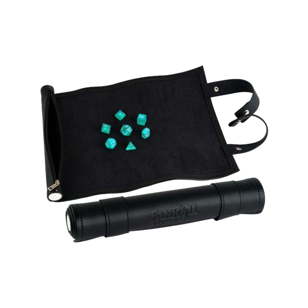 Dice Scroll Rolling Mat and Carrying Case - Black