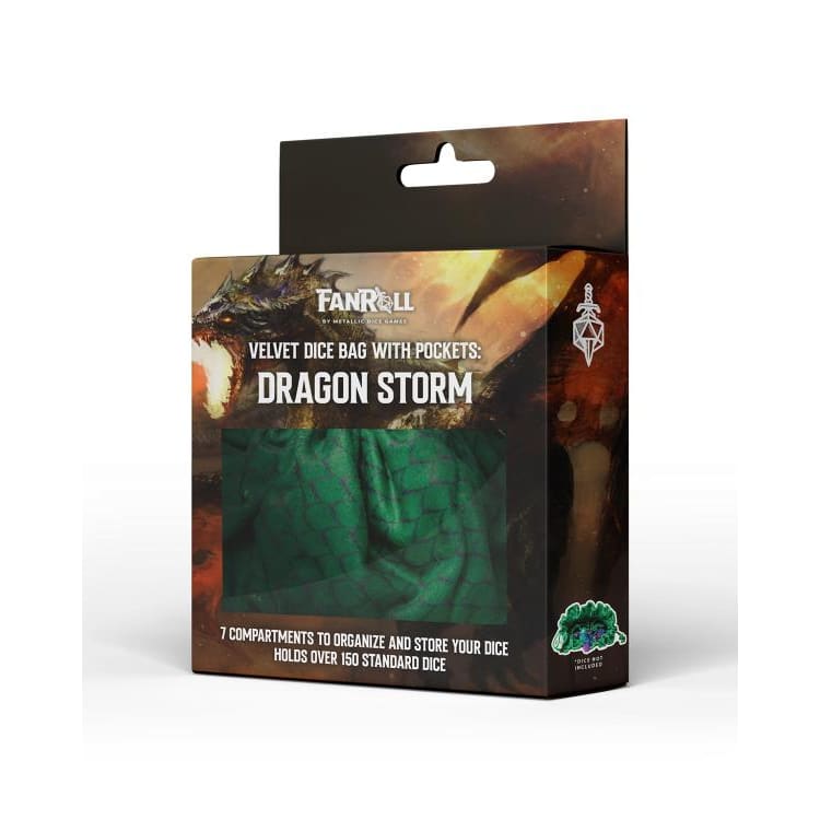 Dragon Storm Velvet Compartment Green Scales Dice Bag
