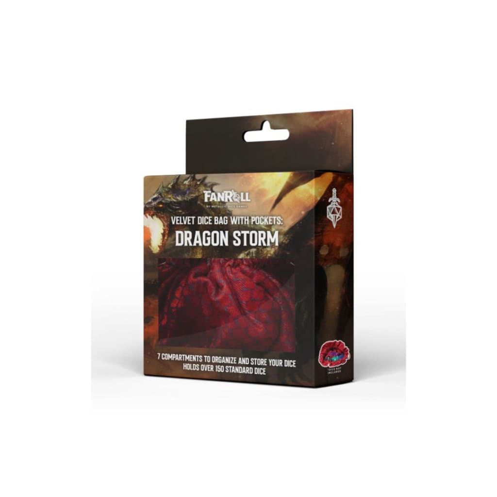 Dragon Storm Velvet Compartment Red Scales Dice Bag