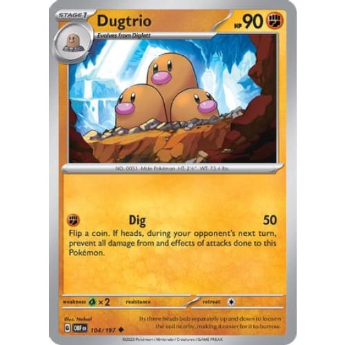 Dugtrio (104) Uncommon Reverse Holofoil - Single