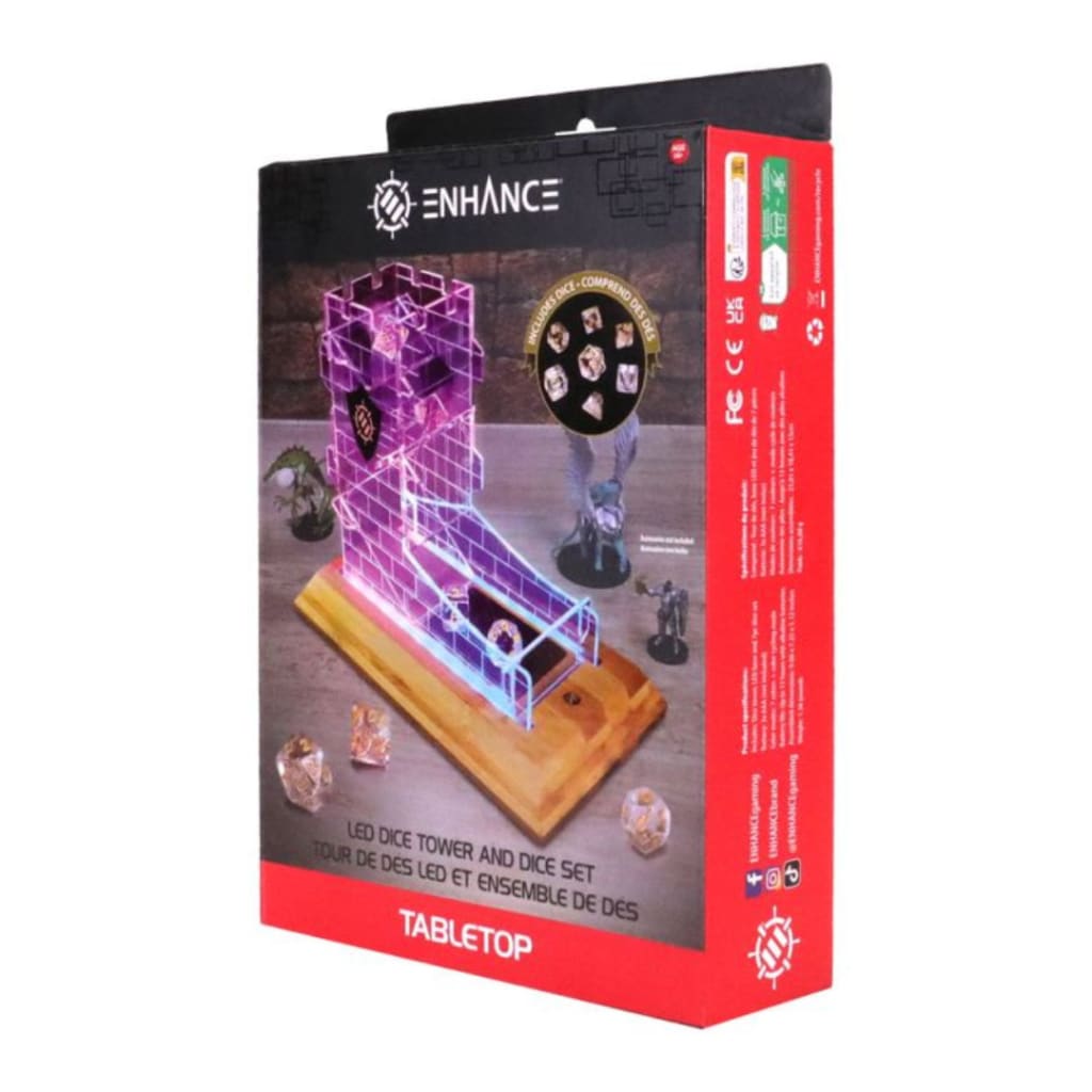 Enhance: Tabletop LED Dice Tower & 7-set Clear