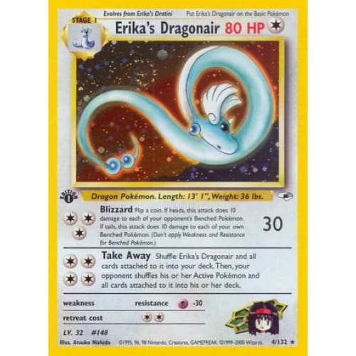 Erika’s Dragonair (004/132) Holo Rare 1st Edition Holofoil