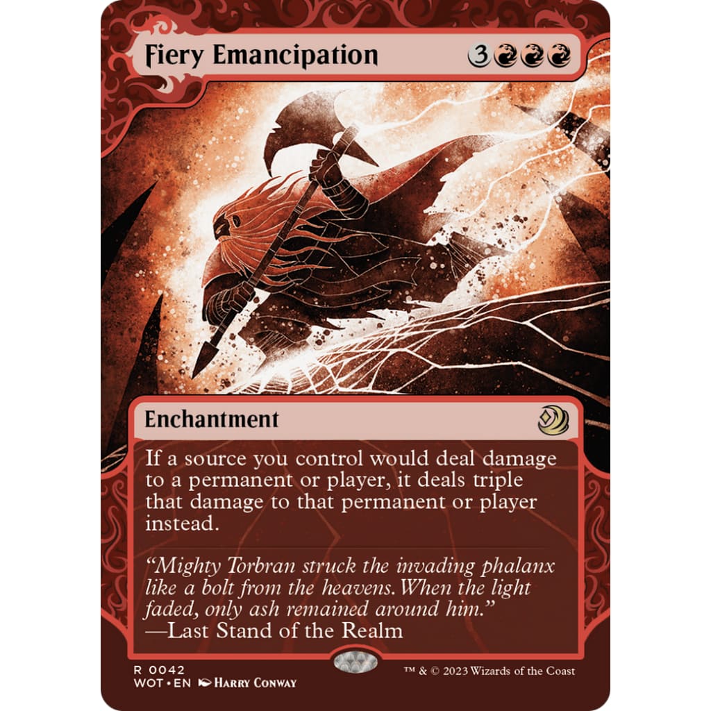 Fiery Emancipation (WOT-042): (Showcase) (Borderless) Foil