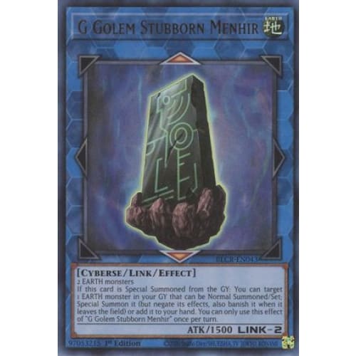 G Golem Stubborn Menhir - BLCR-EN043 Ultra Rare 1st Edition