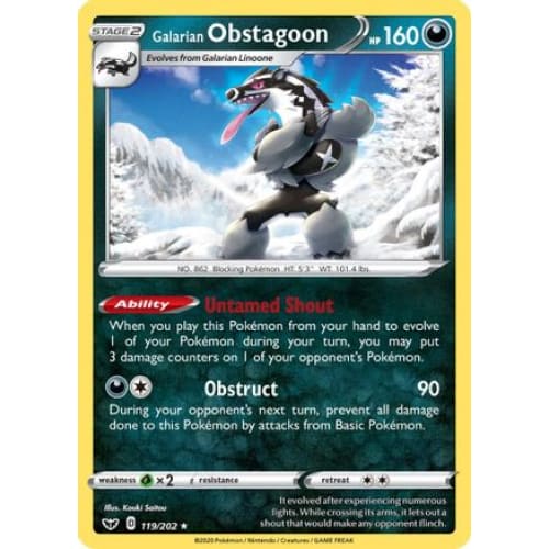 Galarian Obstagoon (119) Holo Rare Reverse Holofoil - Single