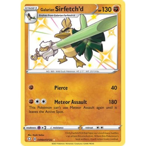 Galarian Sirfetch’d (SV064/122) Rare Shiny Holofoil - Single