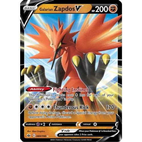 Galarian Zapdos V (080/198) Holo Rare Holofoil - Single
