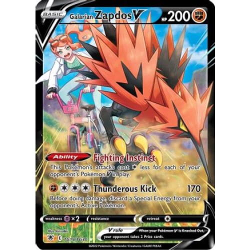 Galarian Zapdos V (TG19/030) Holo Rare Holofoil - Single
