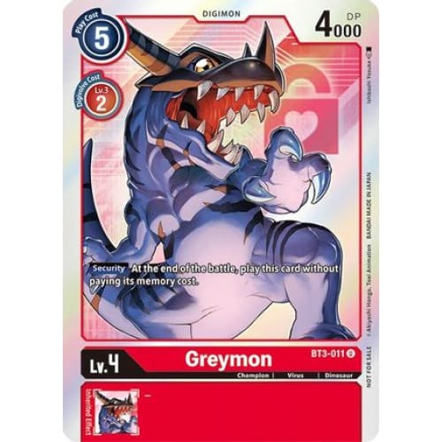Greymon - BT3-011 (Box Topper) - Uncommon Foil - Single