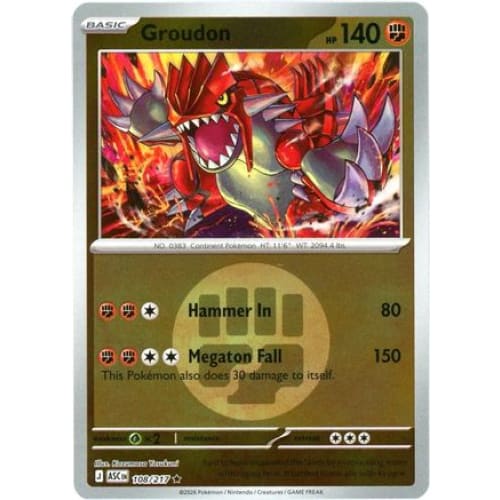 Groudon (Energy Symbol Pattern) (108) Rare Classic Reverse
