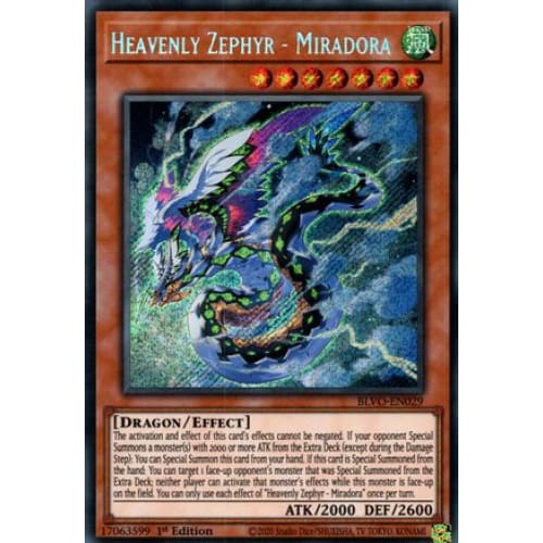 Heavenly Zephyr - Miradora (BLVO-EN029) Secret Rare 1st