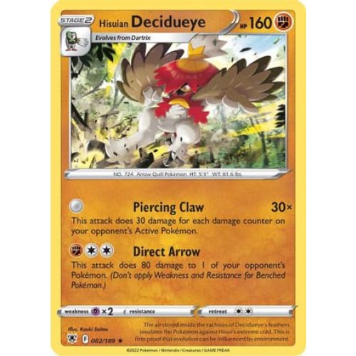 Hisuian Decidueye (082/189) Holo Rare Holofoil - Single