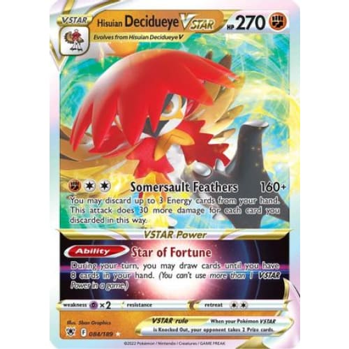 Hisuian Decidueye VSTAR (084/189) Rare Holo Holofoil