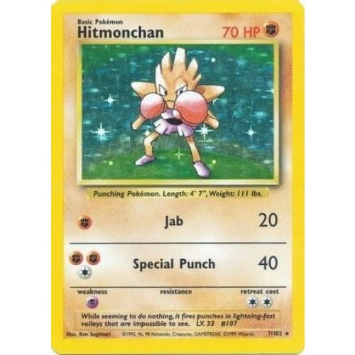Hitmonchan (007/102) Holo Rare Unlimited Holofoil - Single