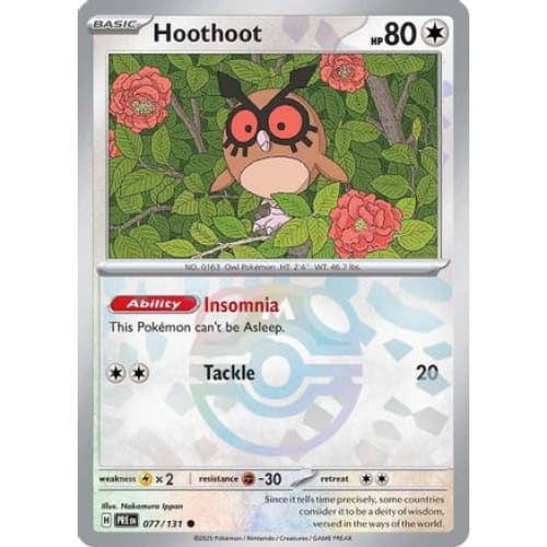 Hoothoot (Master Ball Pattern) (77) Common Holofoil - Single