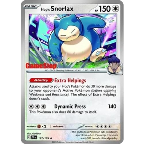 Hop’s Snorlax - 117/159 (GameStop) (Cosmos Holo) (117)