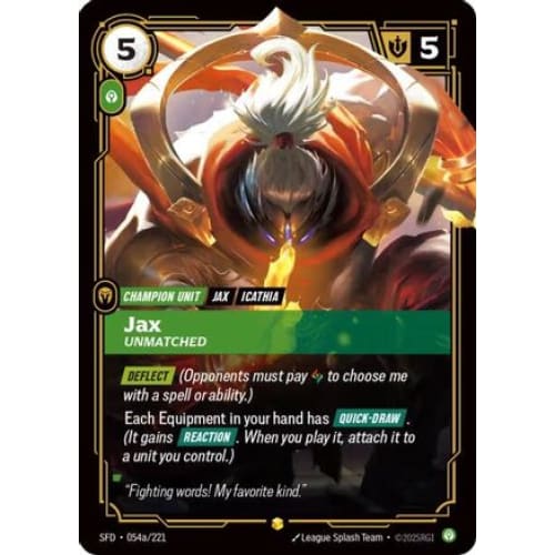 Jax - Unmatched (Alternate Art) (054a/221) - Spiritforged