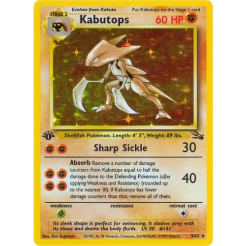 Kabutops (009/062) Holo Rare 1st Edition Holofoil - Single