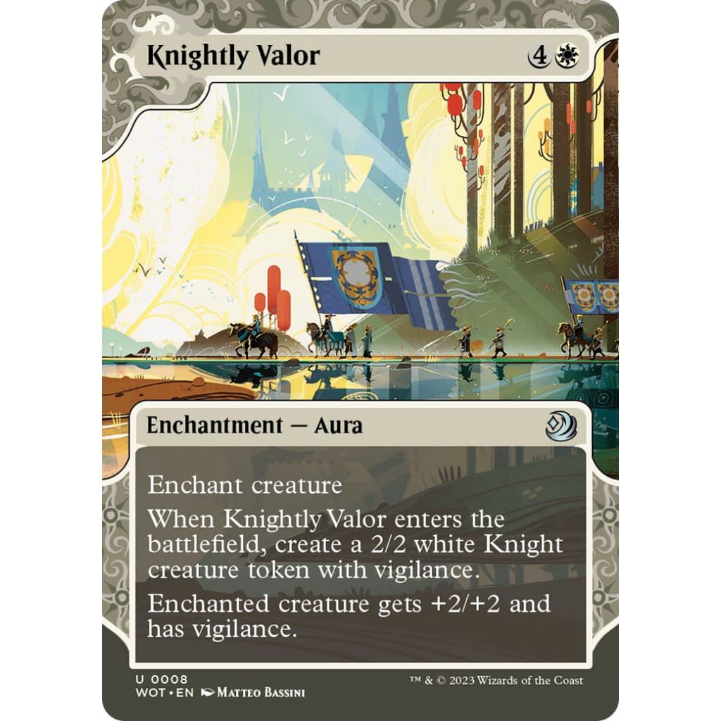Knightly Valor (WOT-008): (Showcase) (Borderless) Foil