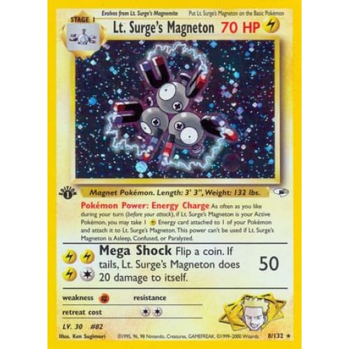 Lt. Surge’s Magneton (008/132) Holo Rare 1st Edition