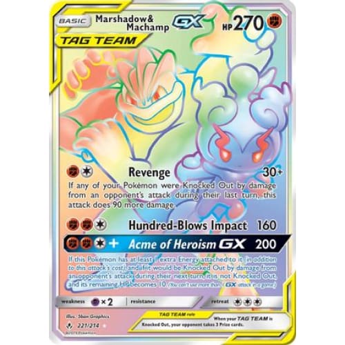 Marshadow & Machamp-GX (221/214) Holo Rare Holofoil - Single